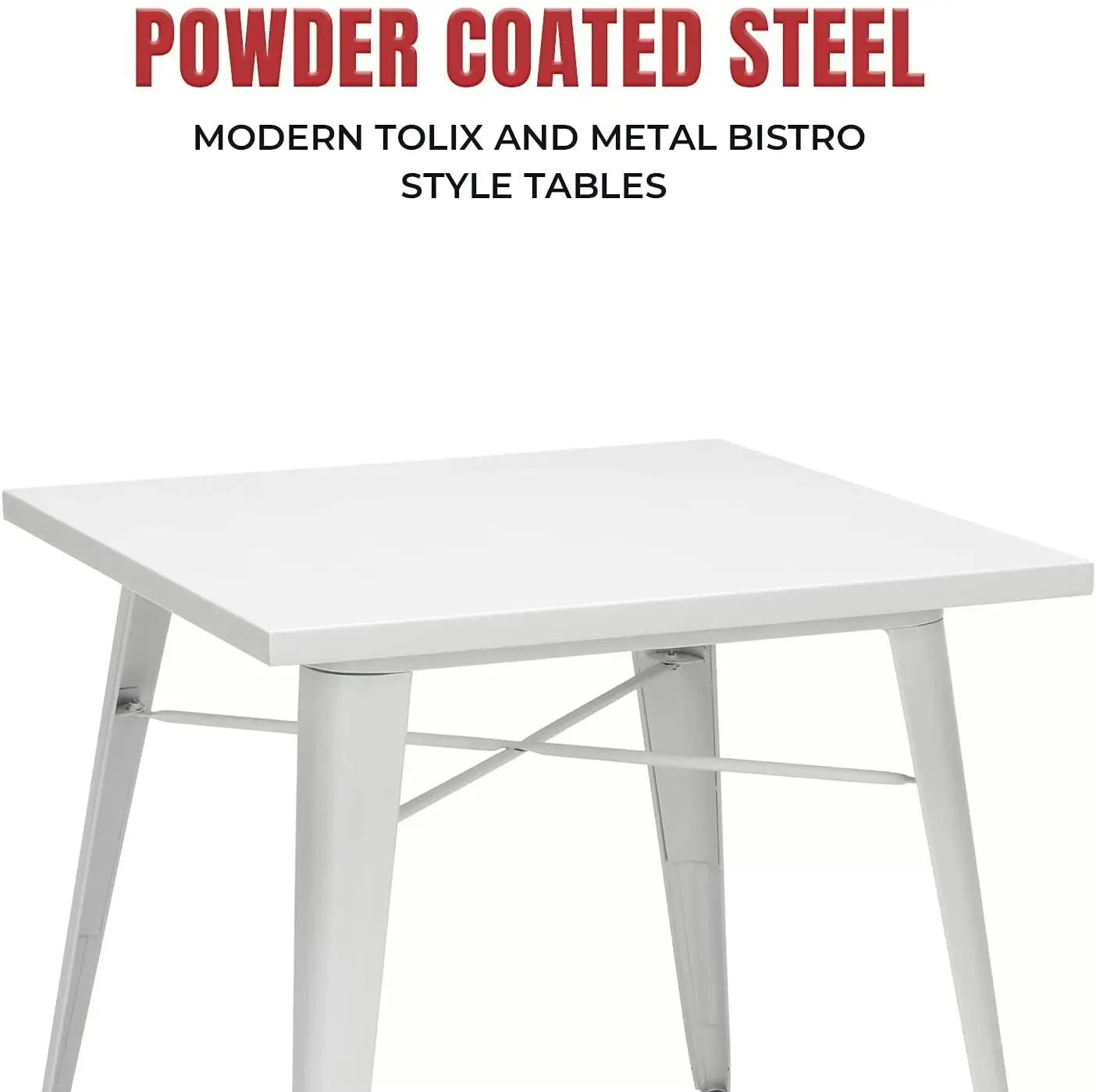 CafePro Tolix Metal Steel Square Table (101Cm x 60Cm x 60Cm) for Food Court, Coffee Dining Table Convertible, Study Table, Bar Table, Kitchen Table