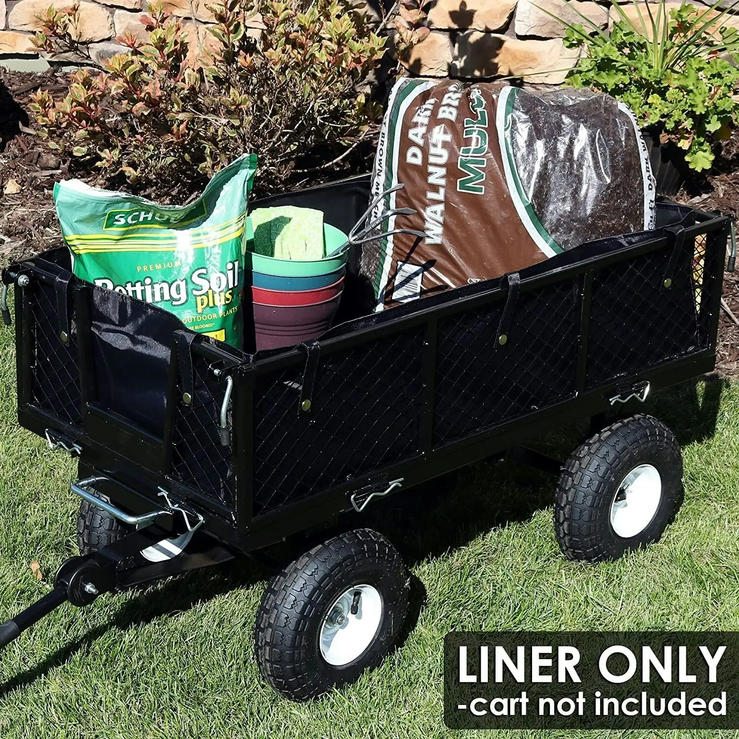 Directly2U Replacement Liner for Lawn Utility Wagon, Small Mesh Garden Carts, Dump Carts Durable Constructed Polyester Liner for Small Load Cover Fits