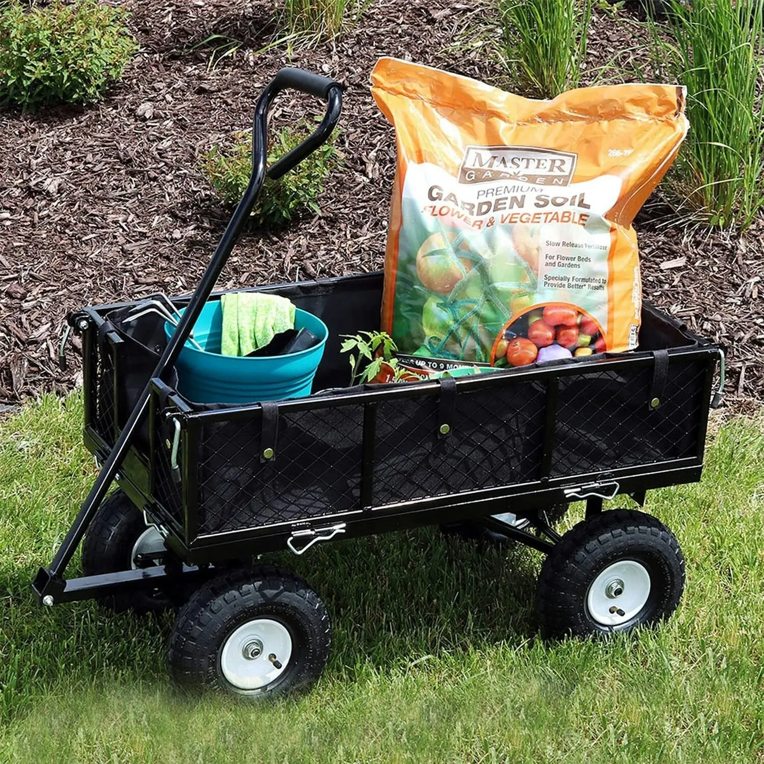 Directly2U Replacement Liner for Lawn Utility Wagon, Small Mesh Garden Carts, Dump Carts Durable Constructed Polyester Liner for Small Load Cover Fits