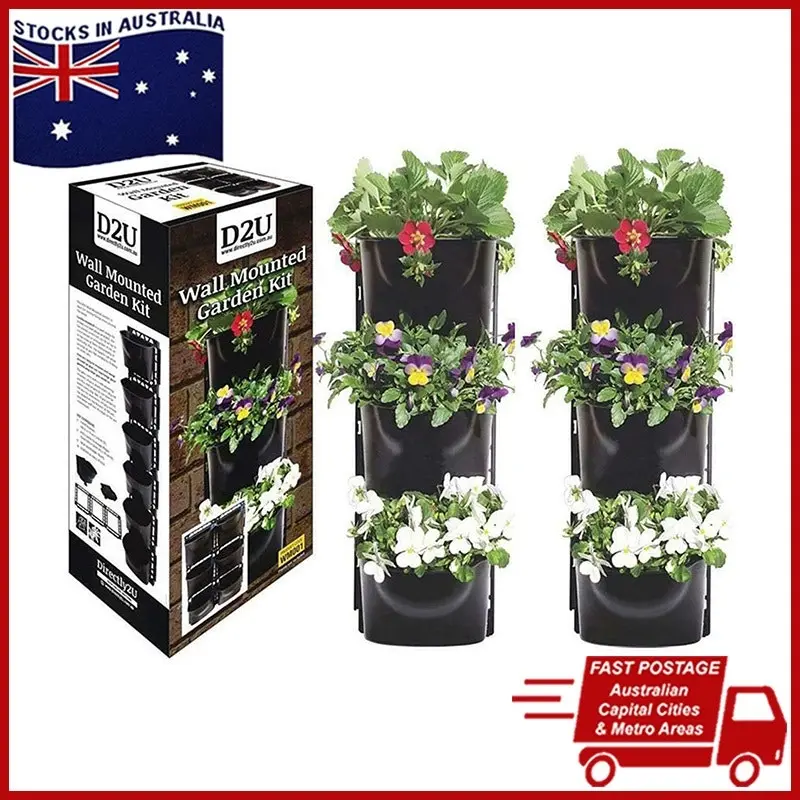 Directly2U Wall Mounted Vertical Garden Kit Home Planter Herbs Flowers 6 Hanging Plant Pots, Easy to Install and Perfect for Homes and Workspace