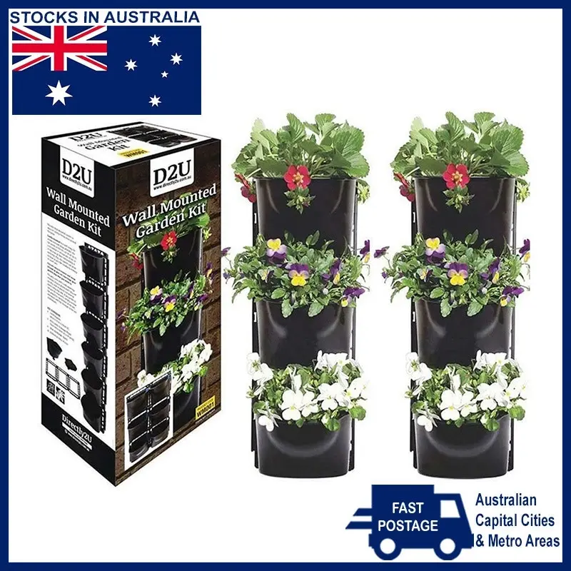 Directly2U Wall Mounted Vertical Garden Kit Home Planter Herbs Flowers 6 Hanging Plant Pots, Easy to Install and Perfect for Homes and Workspace