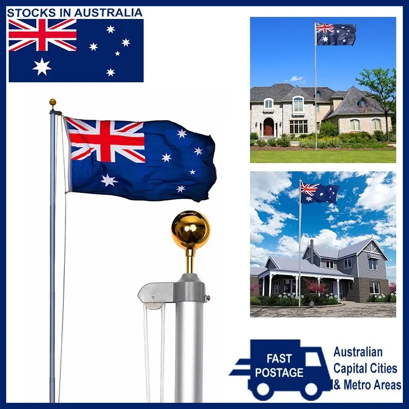 6.2M Australia Sectional Flag Pole Kit Australian Outdoor Aussie Flags Flagpole