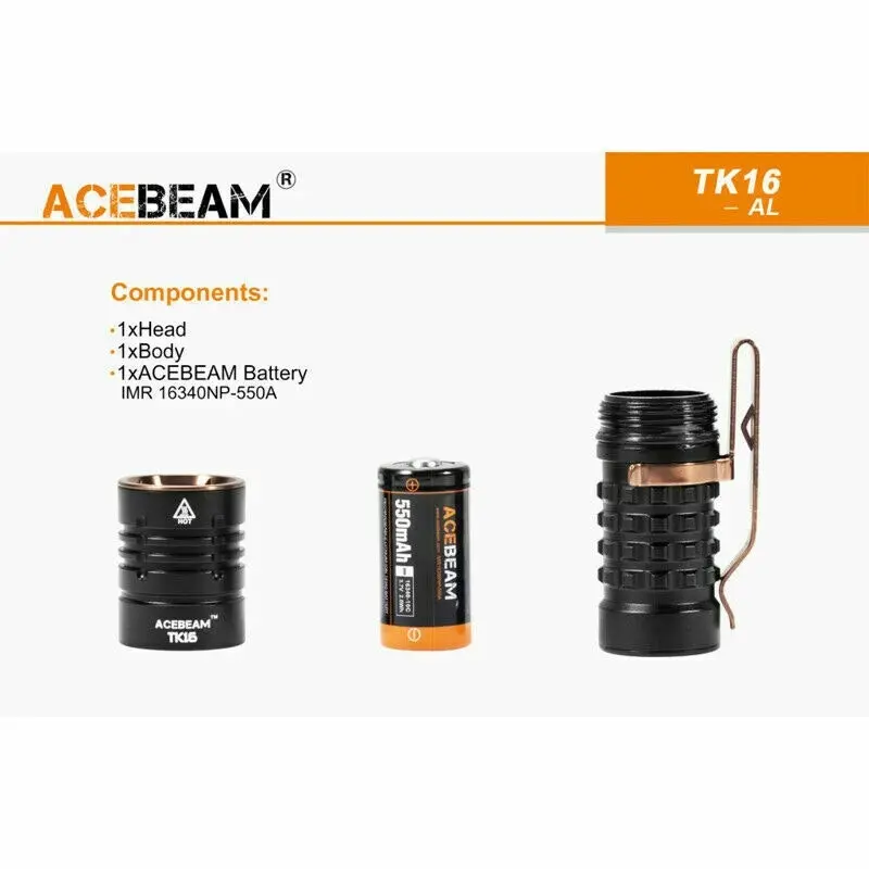 AceBeam TK16 Flashlight Mini Small Tactical Super Bright LED Light Battery Torch, Portable and Durable Mini EDC Flashlight, Tactical Flashlights