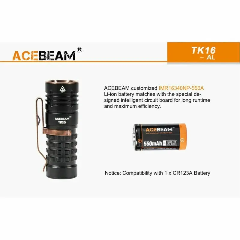 AceBeam TK16 Flashlight Mini Small Tactical Super Bright LED Light Battery Torch, Portable and Durable Mini EDC Flashlight, Tactical Flashlights