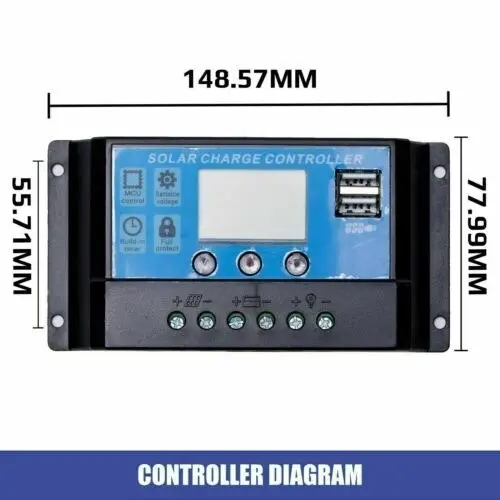 Directly2U Solar Panel Monocryitsalline with Controller 18v 200w. Corrosion-Resistant Aluminium Frame Solar Generator Camping Outdoor Travel Boats Van