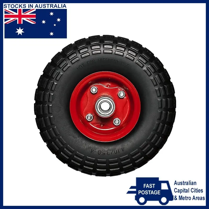 Flat Free Trolley Wheel Utility Cart Tire Rubber Steel Rim Wheels 10" 4.10/3.50-4 (16MM)