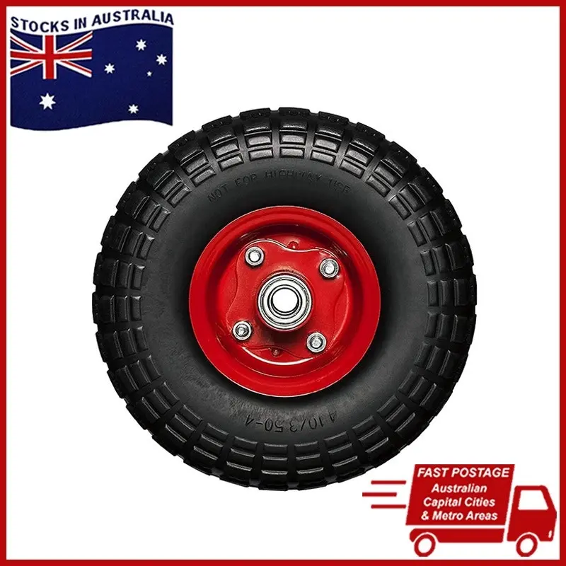 Flat Free Trolley Wheel Utility Cart Tire Rubber Steel Rim Wheels 10" 4.10/3.50-4 (16MM)