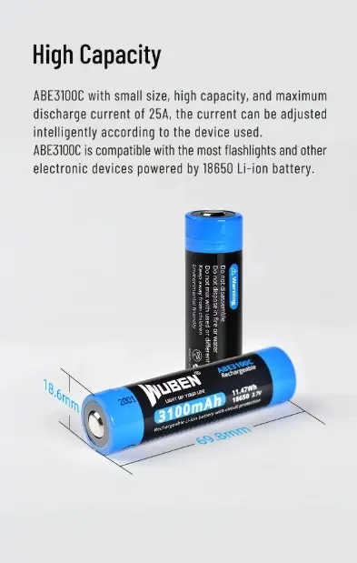 Rechargable Lithium Ion Battery, Wuben