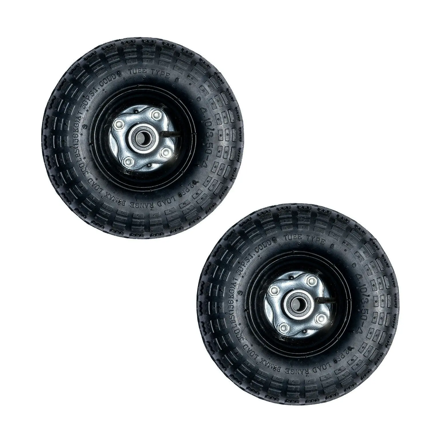 Pneumatic Wheel Utility Cart Tire Rubber Steel Rim Wheels 10" 4.10/3.50 (16MM)