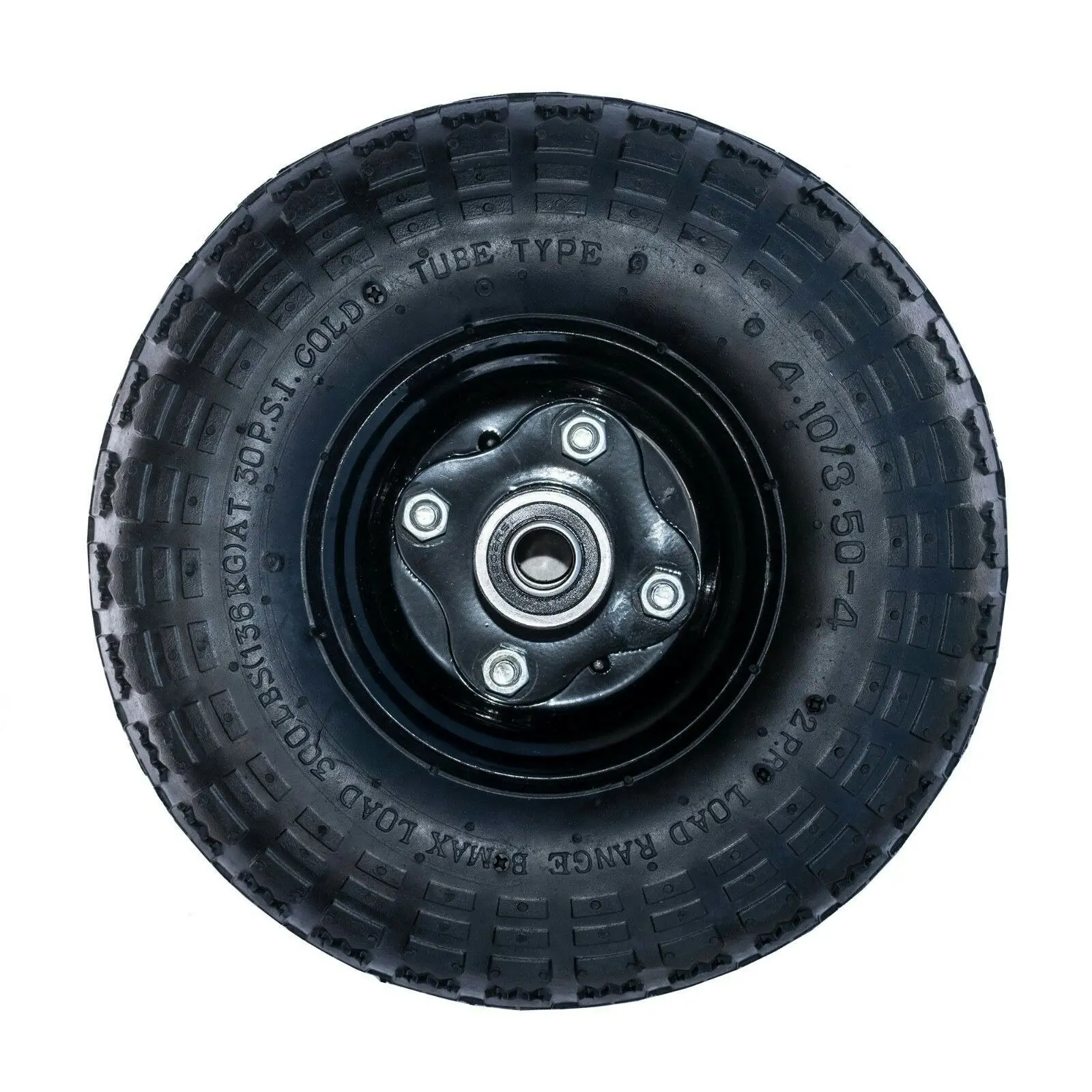 Pneumatic Wheel Utility Cart Tire Rubber Steel Rim Wheels 10" 4.10/3.50 (16MM)