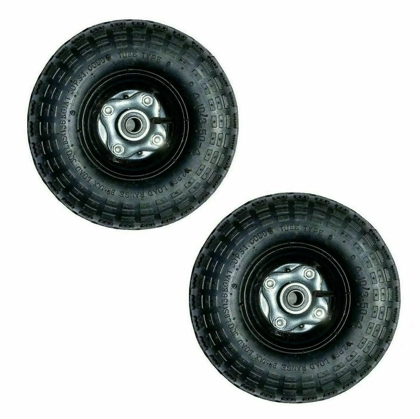 Pneumatic Wheel Utility Cart Tire Rubber Steel Rim Wheels 10" 4.10/3.50 (16MM)