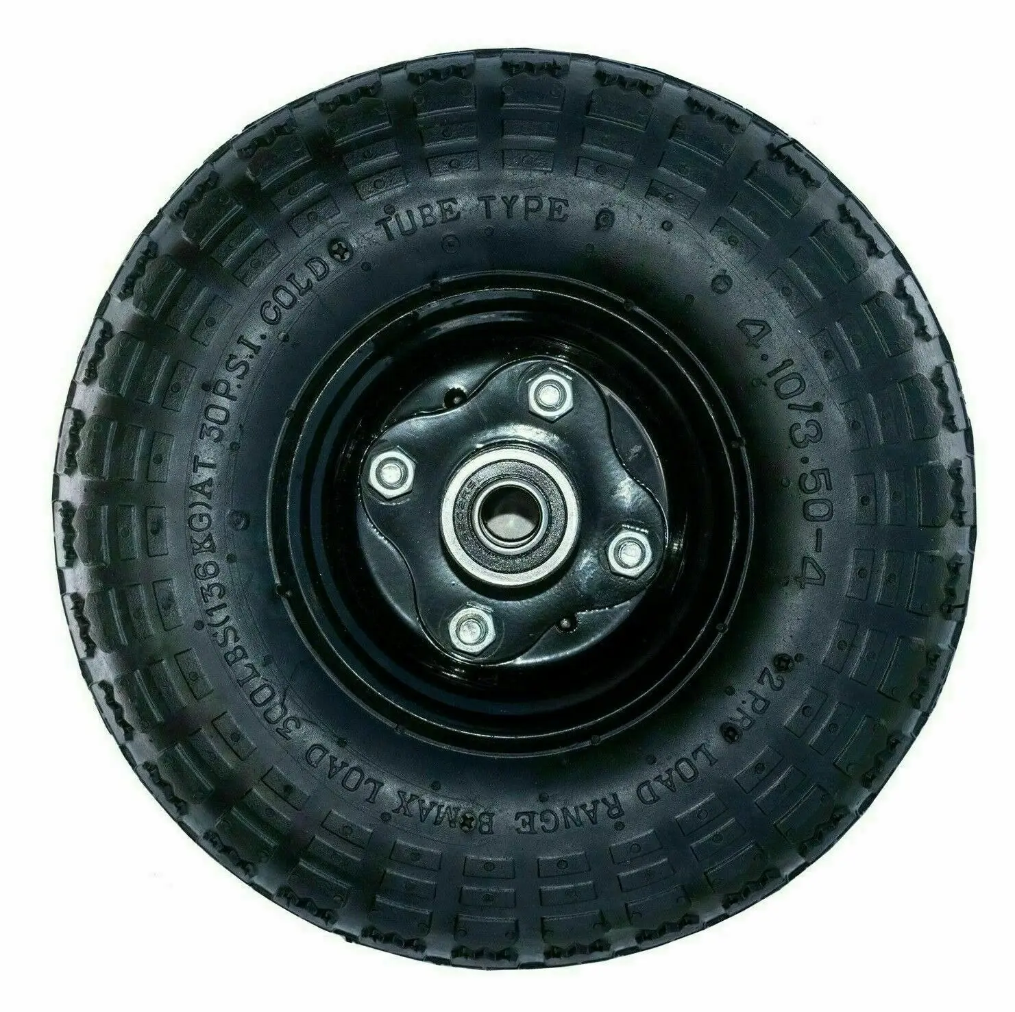 Pneumatic Wheel Utility Cart Tire Rubber Steel Rim Wheels 10" 4.10/3.50 (20MM)