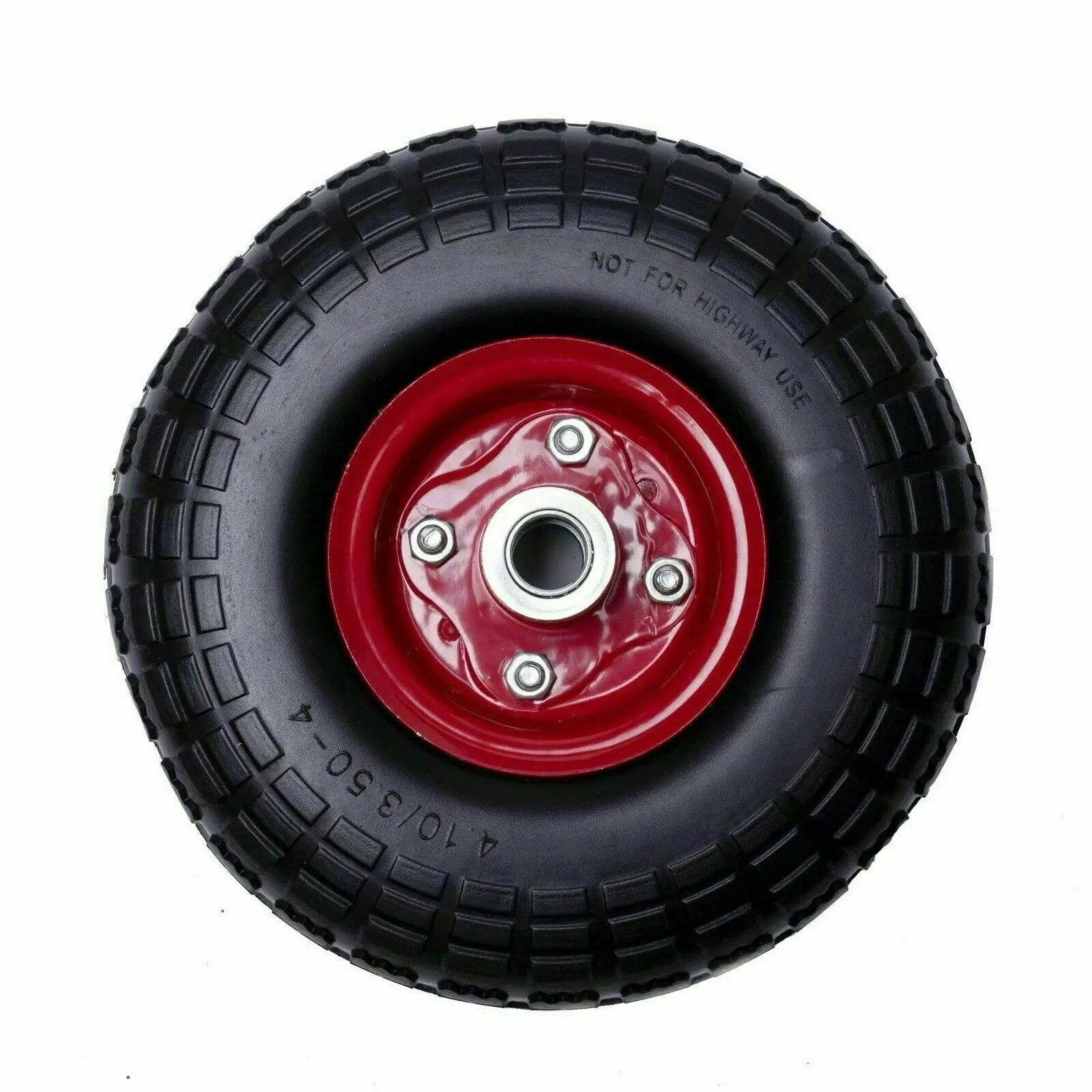 Flat Free Trolley Wheel Utility Cart Tire Rubber Steel Rim Wheels 10" 4.10/3.50-4 (20MM)