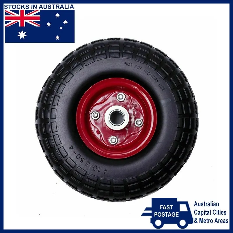 Flat Free Trolley Wheel Utility Cart Tire Rubber Steel Rim Wheels 10" 4.10/3.50-4 (20MM)