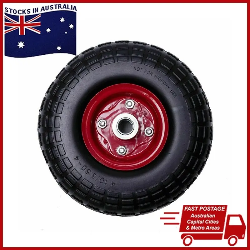 Flat Free Trolley Wheel Utility Cart Tire Rubber Steel Rim Wheels 10" 4.10/3.50-4 (20MM)