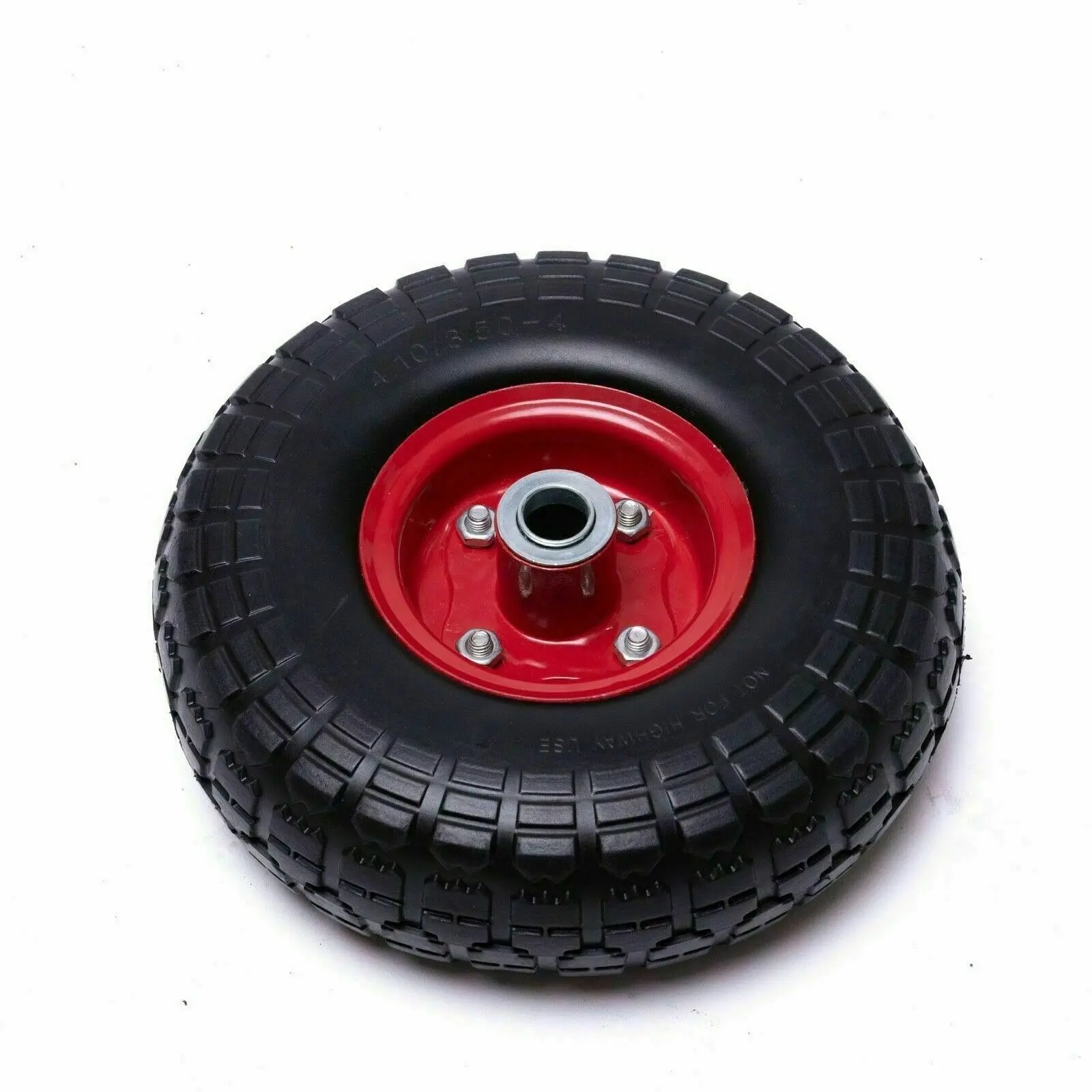 Flat Free Trolley Wheel Utility Cart Tire Rubber Steel Rim Wheels 10" 4.10/3.50-4 (20MM)