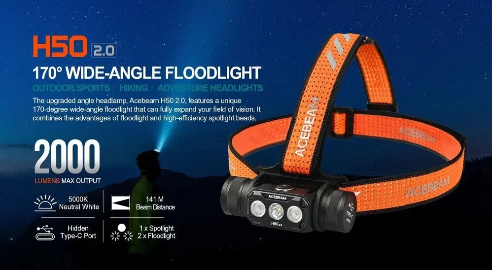 H50 2.0 Rechargeable Headlamp