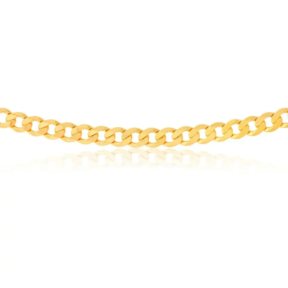 9ct Yellow Solid Gold Curb Chain 50cm in 150 Gauge