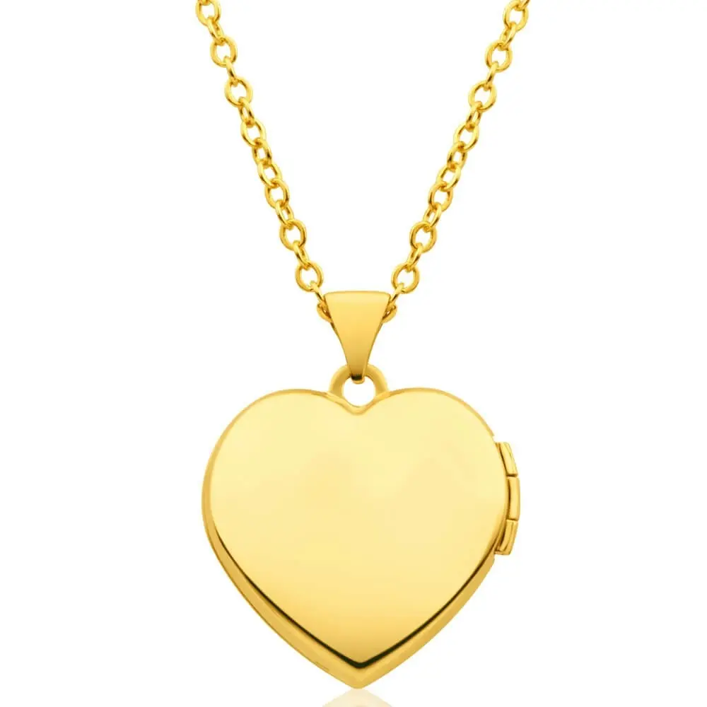 9ct Yellow Gold Heart Shaped Locket with Floral Design