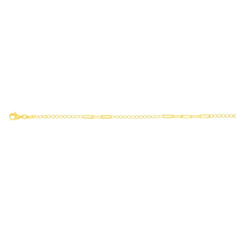 9ct Yellow Gold Silverfilled Fancy 27cm Anklet