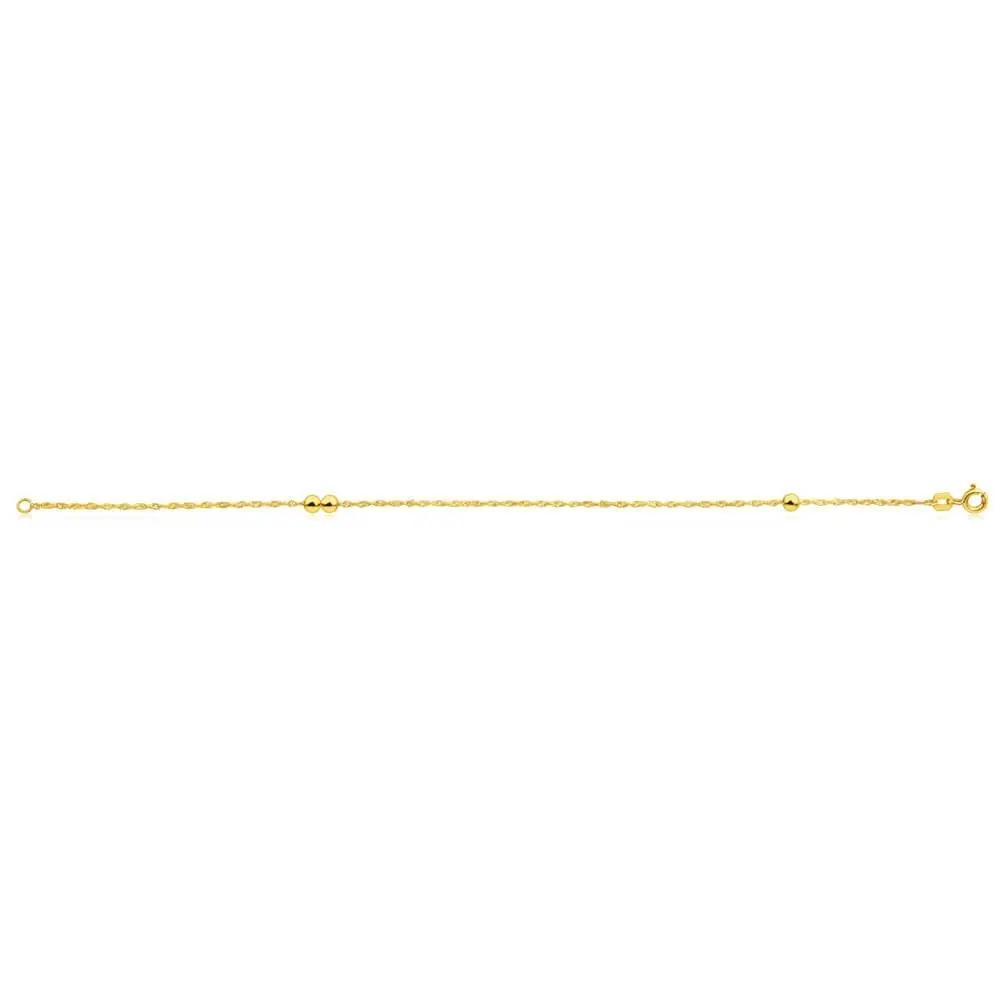 9ct Yellow Gold Silver Filled Singapore Ball 19cm Bracelet