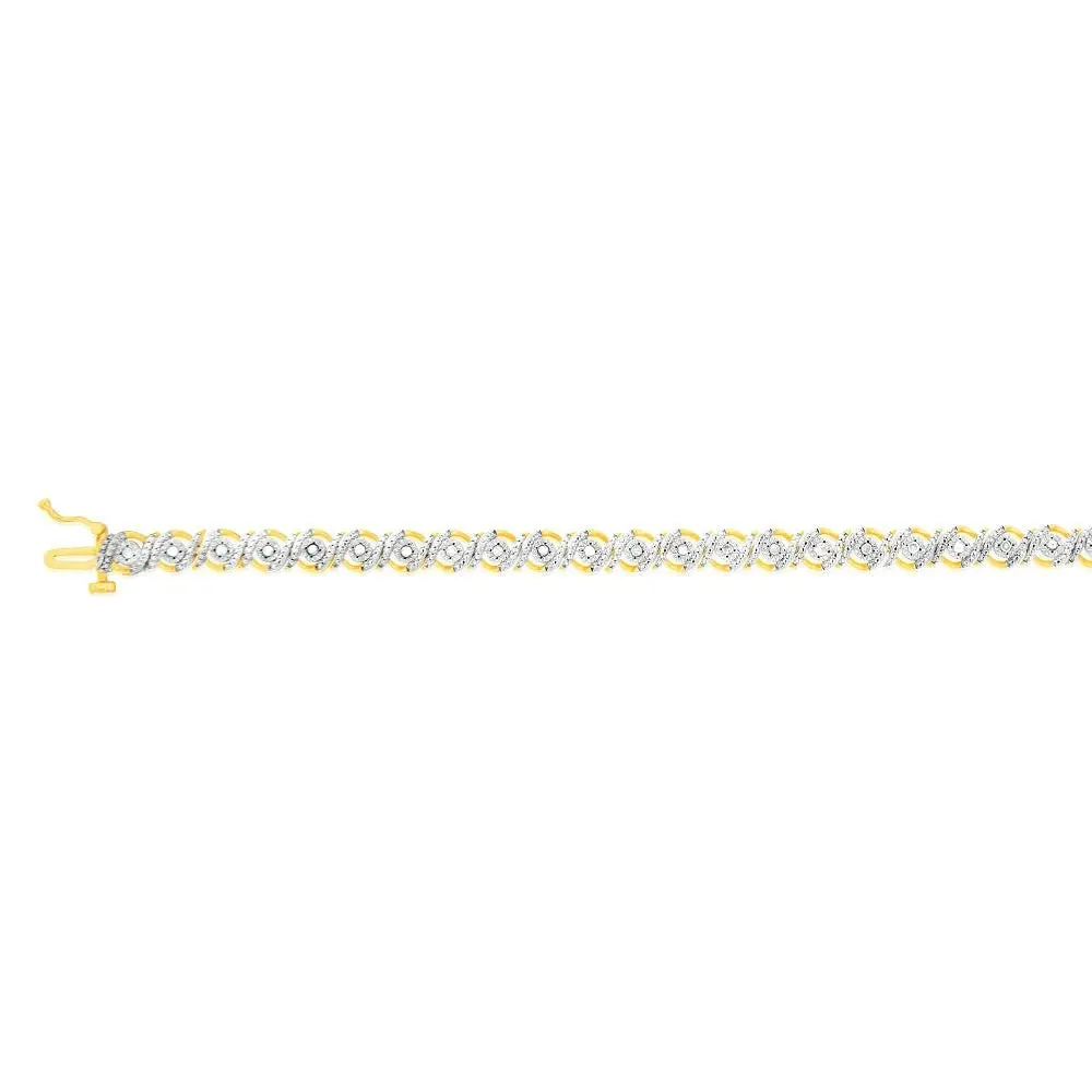 Gold Plated Sterling Silver 0.45 Carat 18cm Diamond Bracelet