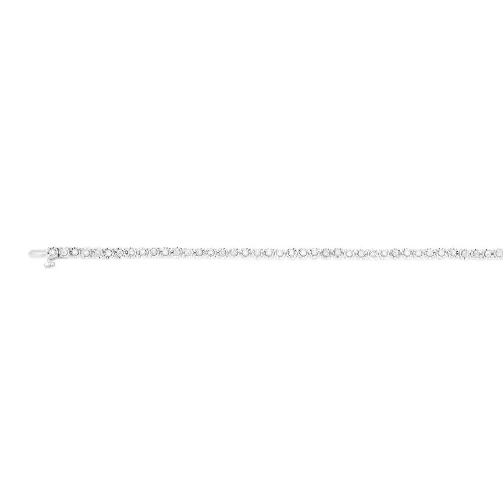 Sterling Silver 0.95 Carat  Diamond 18cm Tennis Bracelet with Brilliant Cut Diamonds