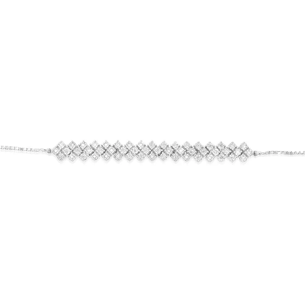 Sterling Silver Diamond Slider Bracelet with 52 Round Diamonds