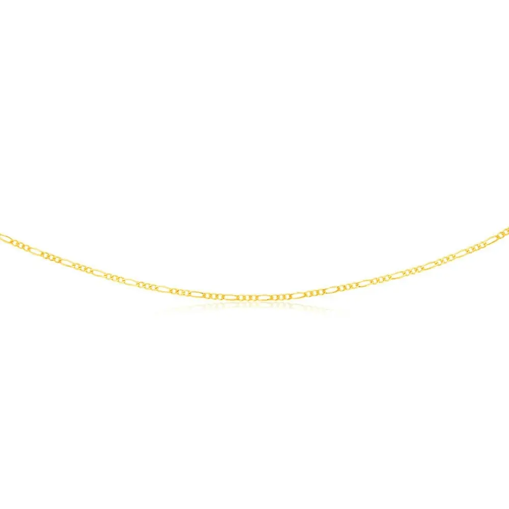 9ct Yellow Solid Gold Figaro 1:3 50cm Chain 60Gauge