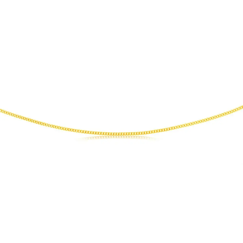 9ct Yellow Solid Gold Curb Dicut 50cm Chain 50Gauge