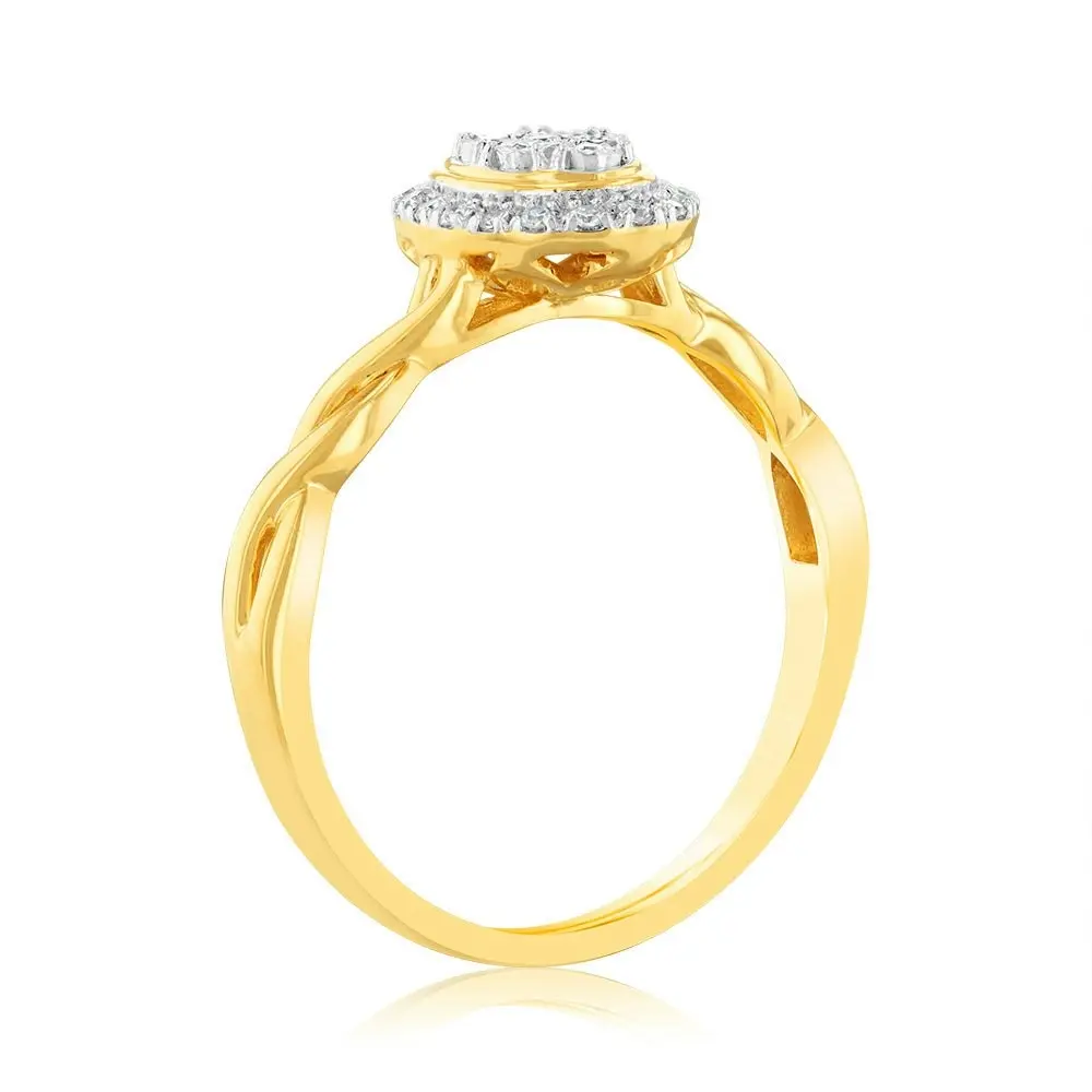 9ct Yellow Gold Luminesce Lab Grown Diamond Ring with 25 Brilliant Diamonds