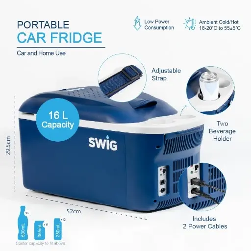 SWIG Portable Navy Blue Car Fridge 16L