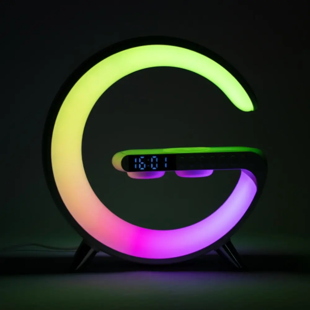 Smart Lamp Bluetooth Speaker with Alarm Clock 15W Wireless Fast Charger White