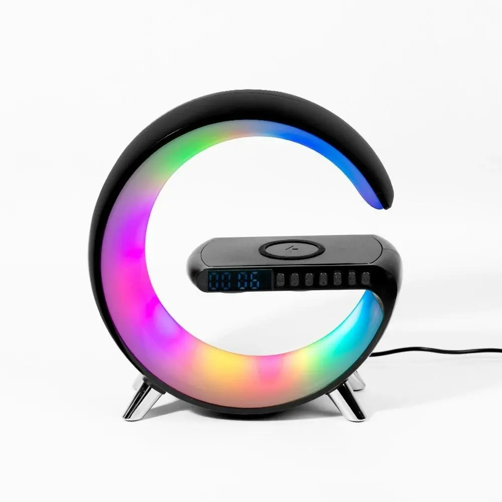 Smart Lamp with Bluetooth Speaker and Charging Station Black