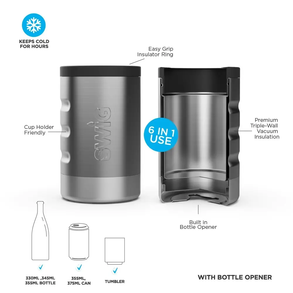 Swig Ultra Grip Can Cooler Black