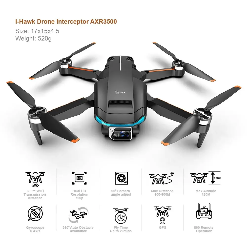 I-Hawk Drone Interceptor AXR3500 with HD Camera and GPS