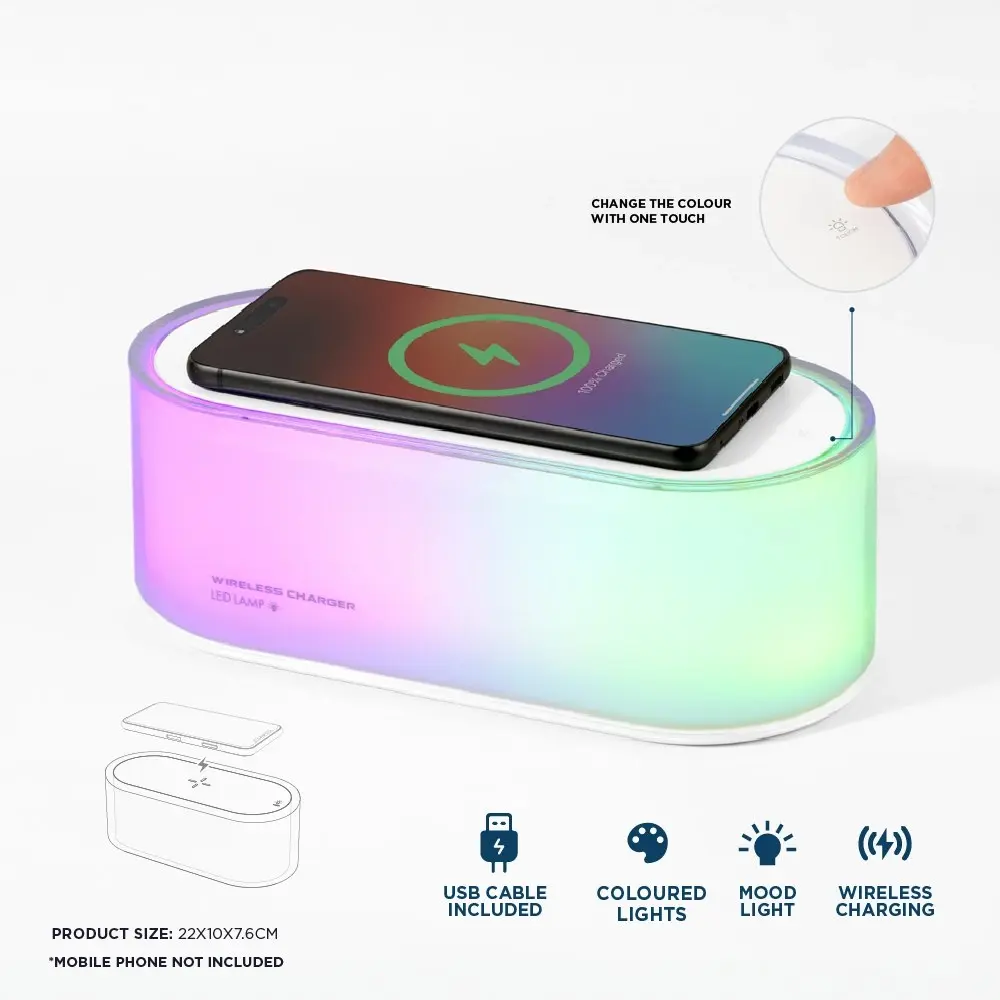 2-in-1 Wireless Charger Slab and RGB Touch Bedside Lamp