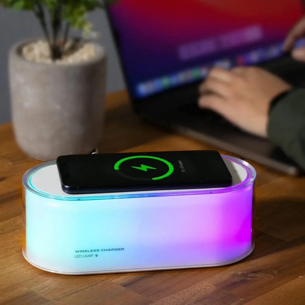 2-in-1 Wireless Charger Slab and RGB Touch Bedside Lamp