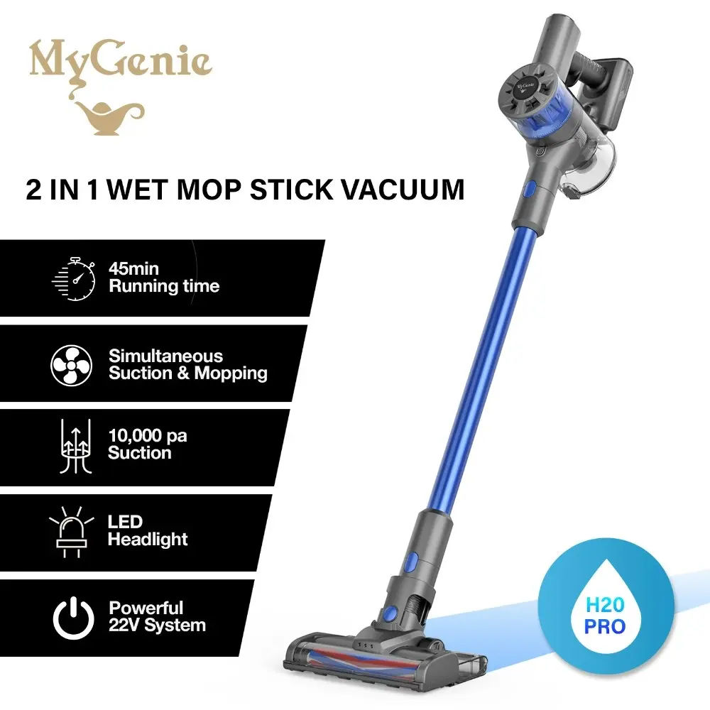 MyGenie H20 Pro Wet Mop 2in1 Cordless Stick Vacuum Blue