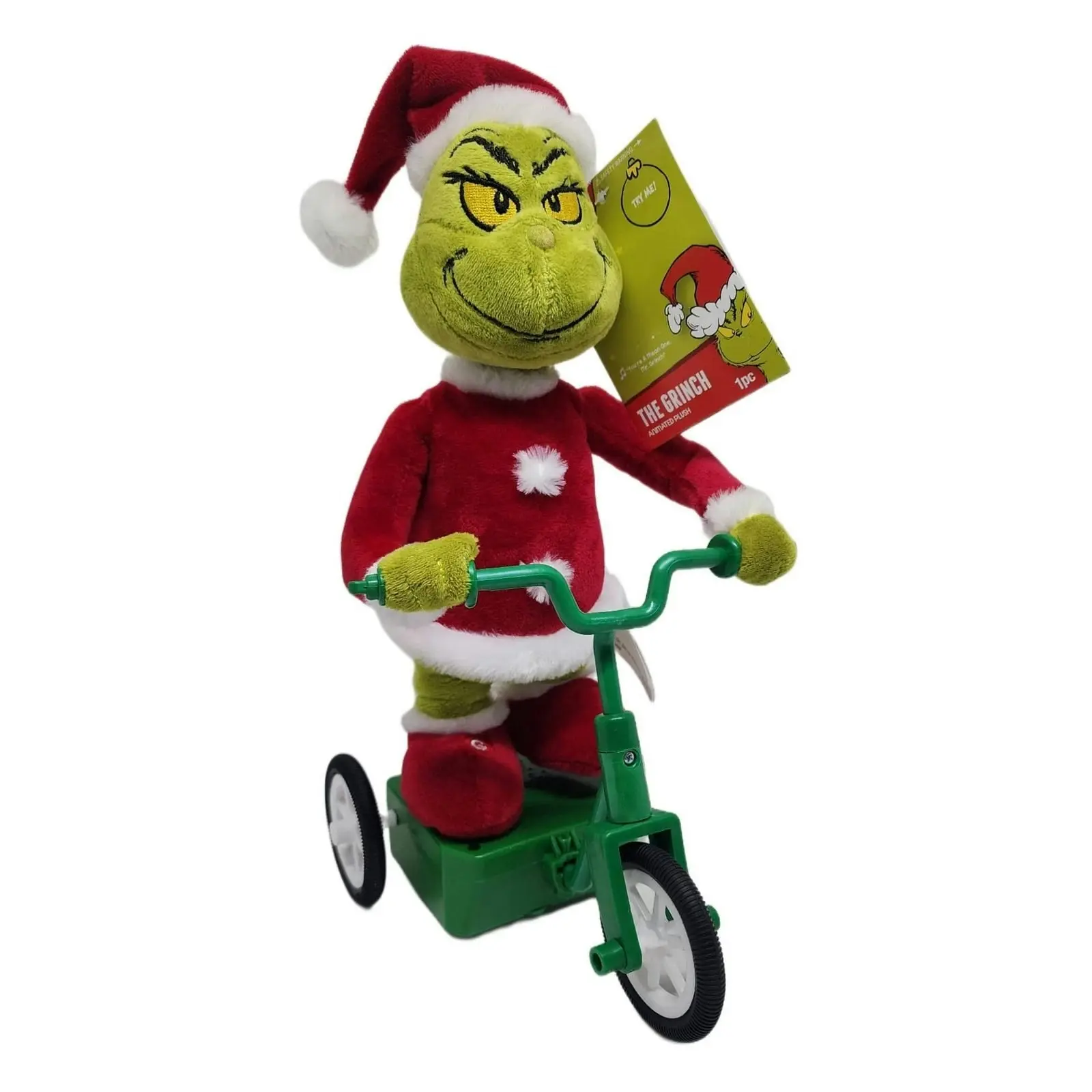 Cotton Candy - Xmas Dr. Seuss Animated Grinch In Santa Suit On Scooter 31cm