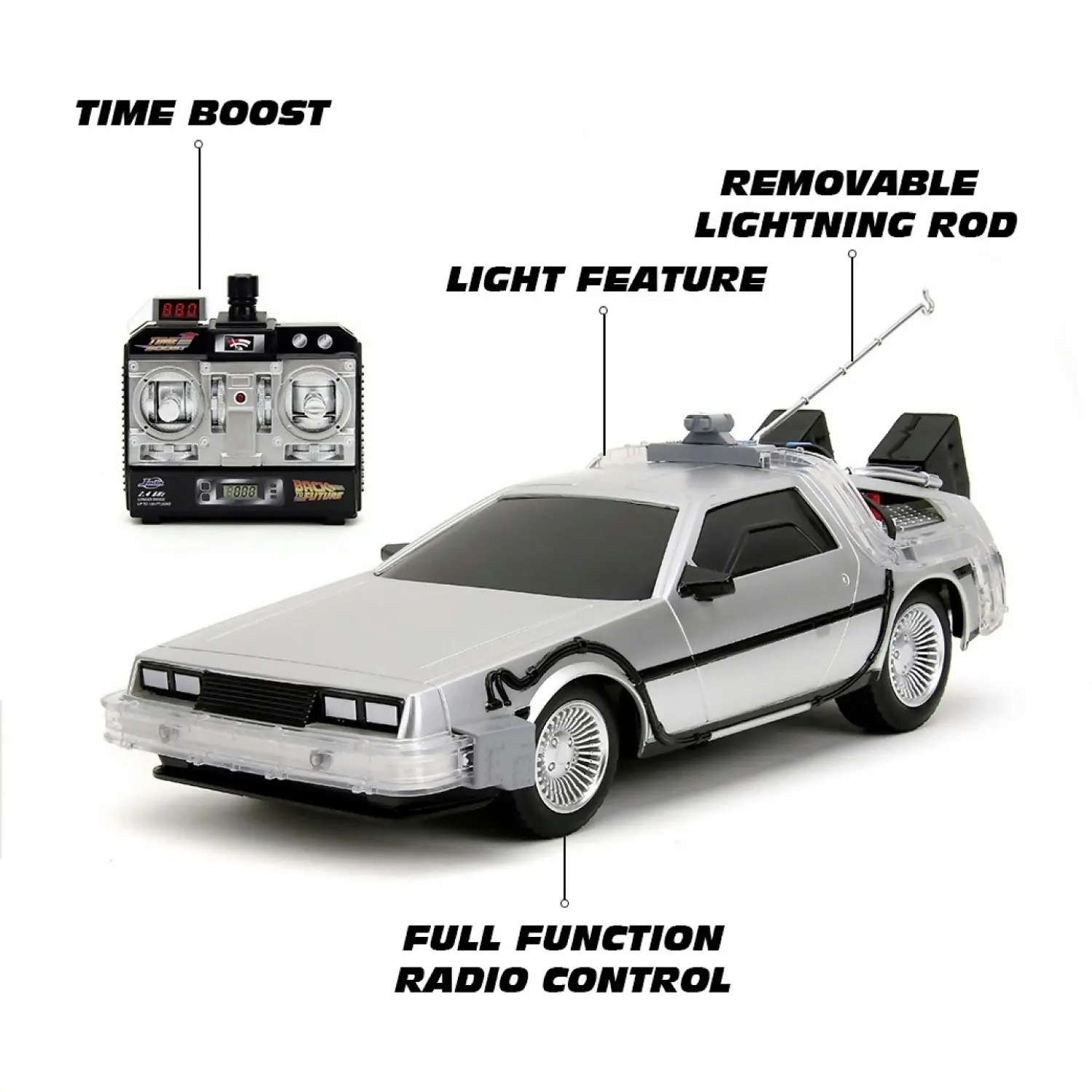 Jada - Back To The Future Time Machine DeLorean Remote Control Vehicle 1:16 Scale