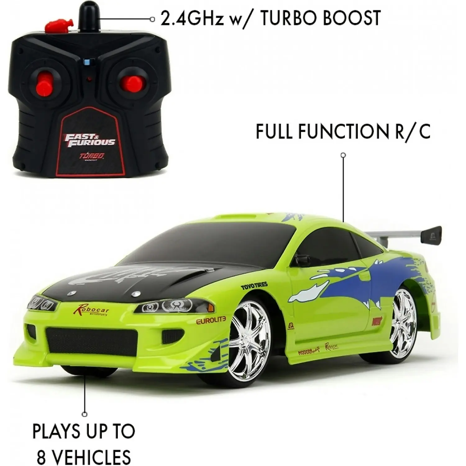 Jada - Fast & Furious 1995 Mitsubishi Eclipse Remote Control Vehicle 1:16 Scale