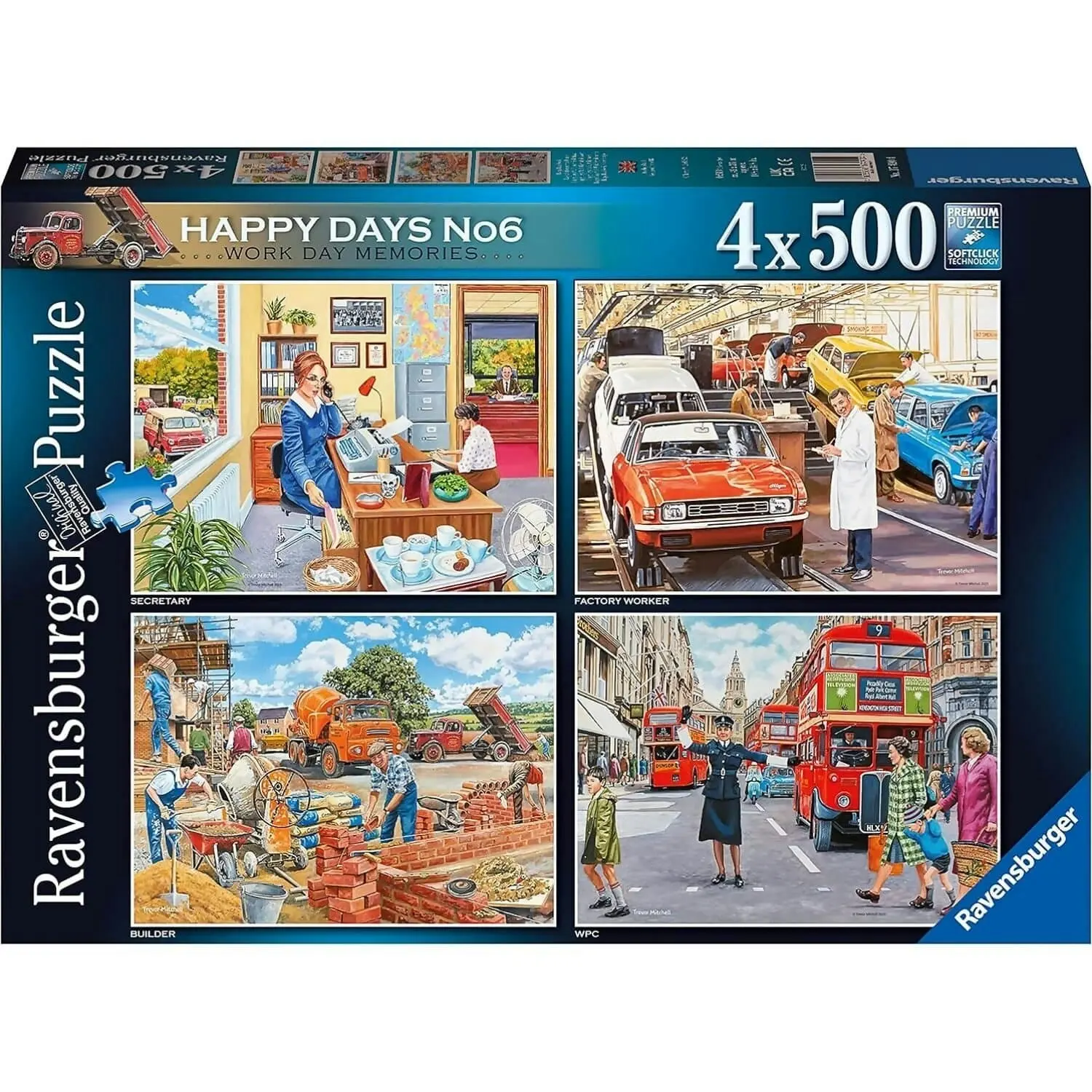 Ravensburger - Happy Days Collection No.6 Work Day Memories Trevor Mitchell Jigsaw Puzzle 4 X 500 Pieces