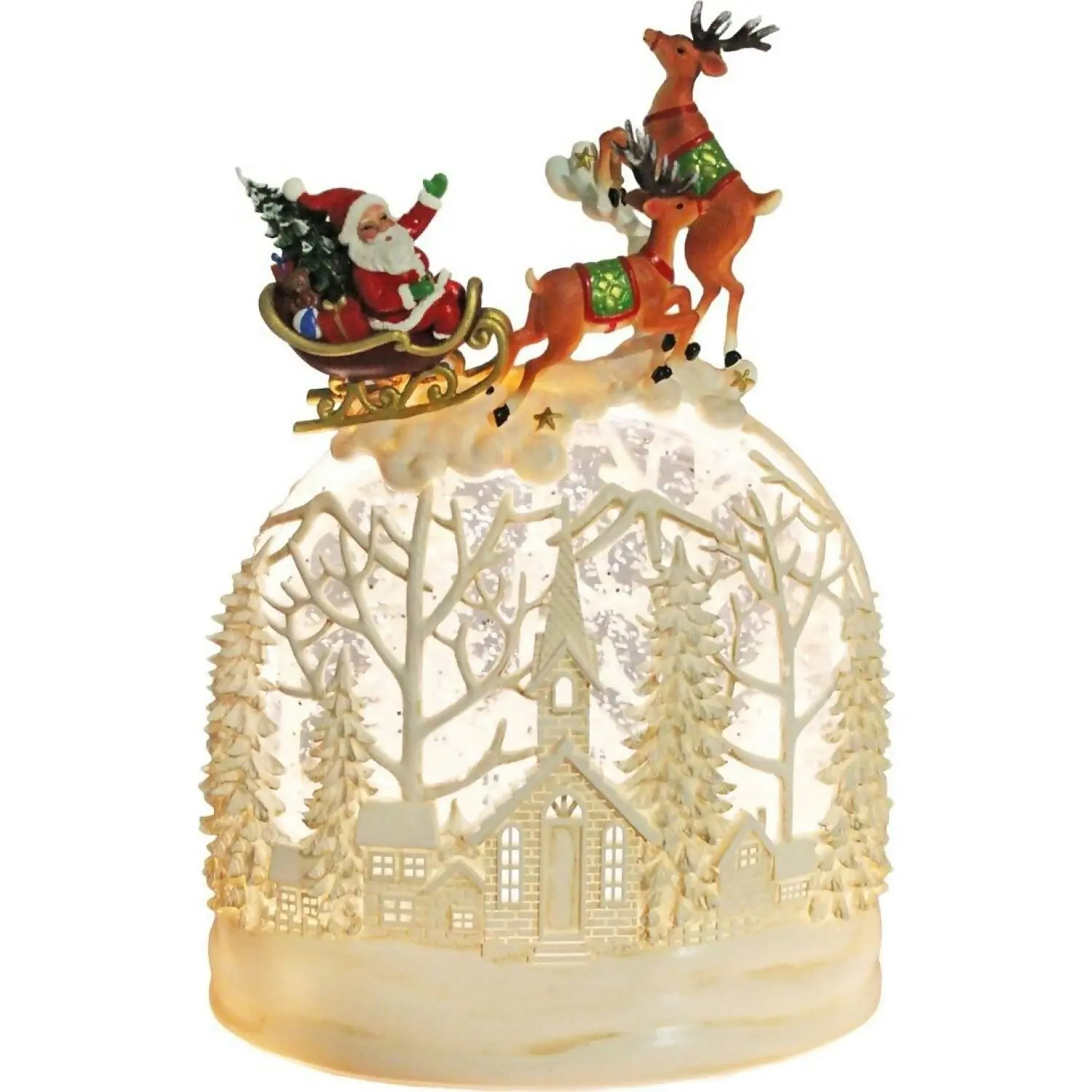 Cotton Candy - Xmas Led Church Scene Dome With Sleigh