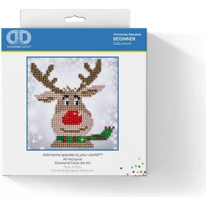 Diamond Dotz - Christmas Reindeer Diamond Painting Artwork Kit - 5.3 X 5.3 In