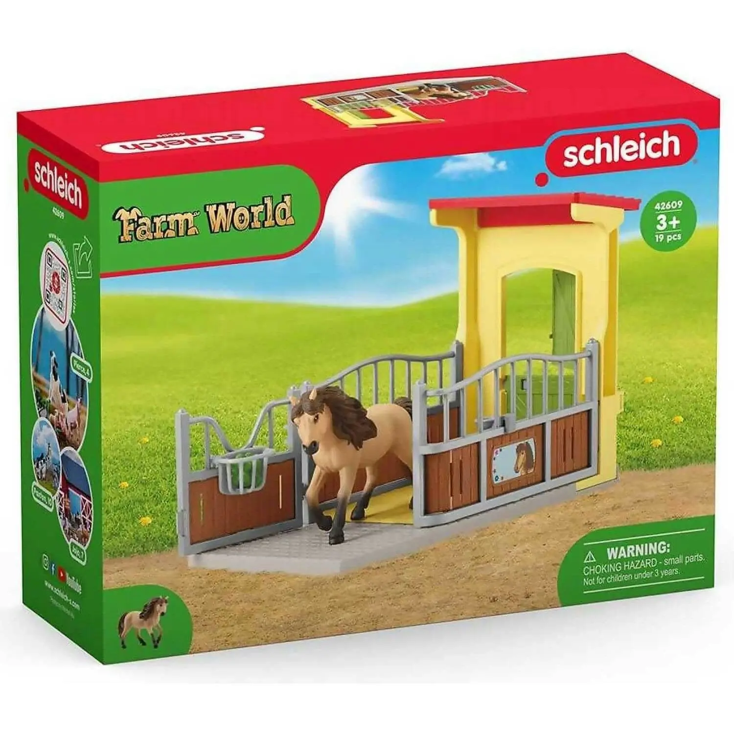 Schleich - Pony Box With Iceland Pony Stallion - Farm World Animal Playset