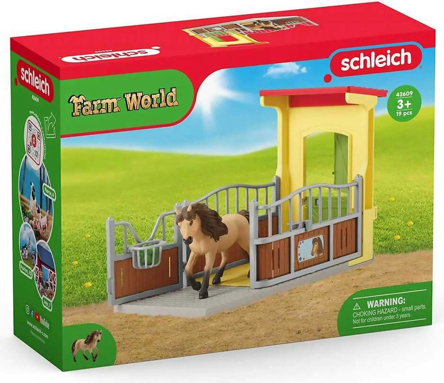 Schleich - Pony Box With Iceland Pony Stallion - Farm World Animal Playset