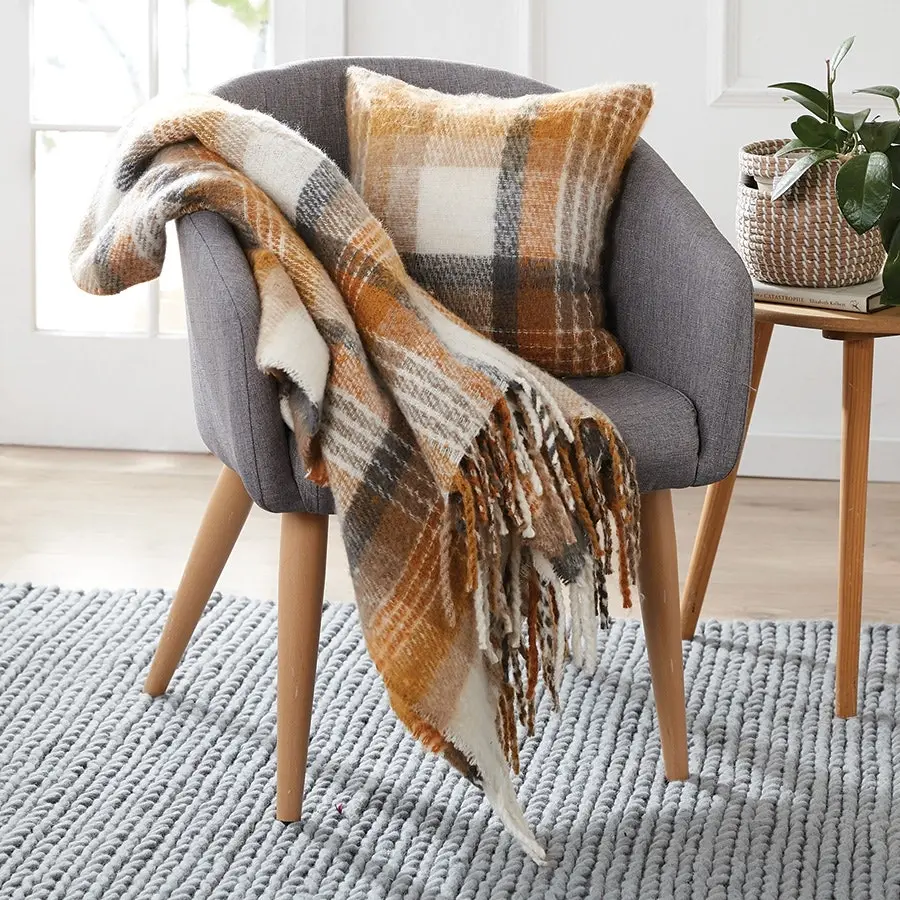 Faux Mohair Throw & Cushion Set