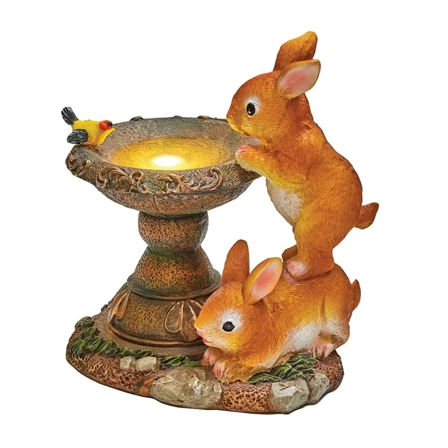 Bunnies at fountain light