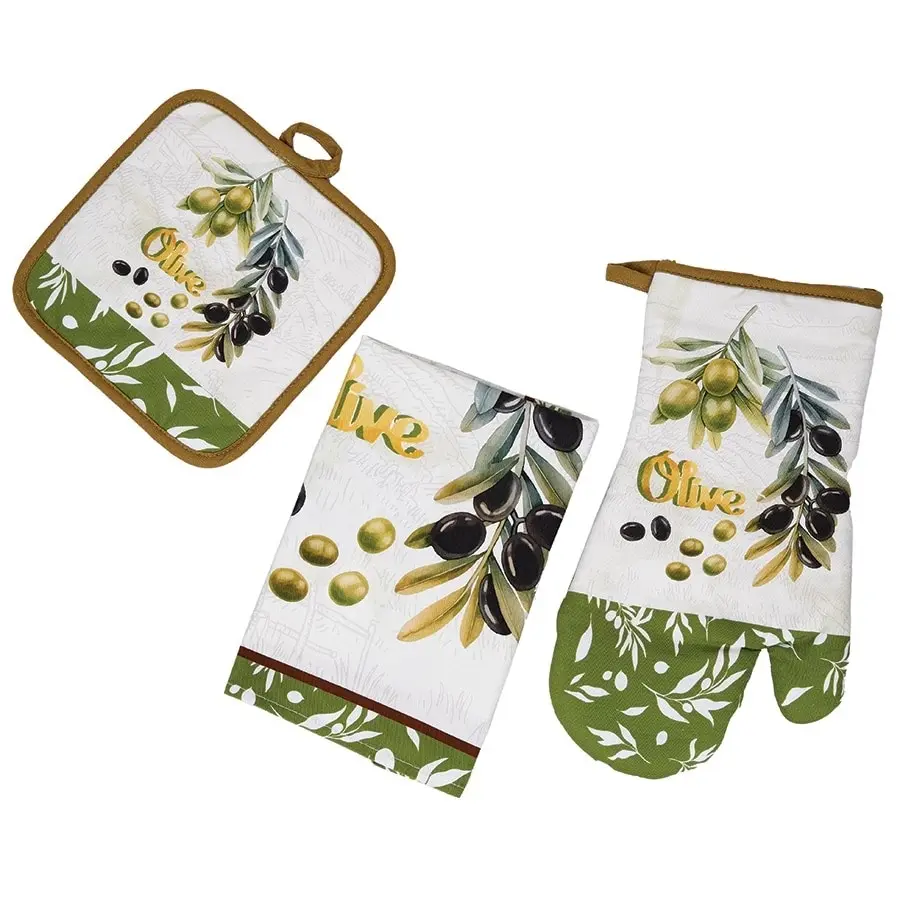 Olive Kitchen towel &Mitt set